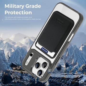 iPhone 17 Pro Max MagSafe Cover med kortholder - sort / gennemsigtig
