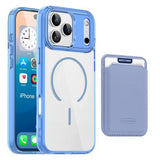 iPhone 17 Pro Max MagSafe Cover med kortholder - blå / gennemsigtig