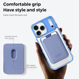 iPhone 17 Pro Max MagSafe Cover med kortholder - blå / gennemsigtig