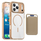 iPhone 17 Pro Max MagSafe Cover med kortholder - Ørkenguld / Gennemsigtig