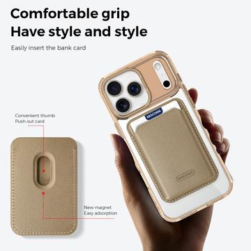 iPhone 17 Pro Max MagSafe Cover med kortholder - Ørkenguld / Gennemsigtig