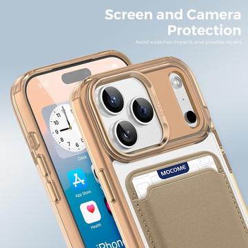 iPhone 17 Pro Max MagSafe Cover med kortholder - Ørkenguld / Gennemsigtig