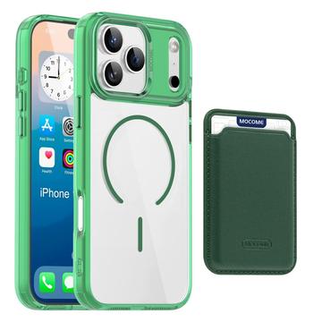 iPhone 17 Pro Max MagSafe Cover med kortholder - grøn / gennemsigtig