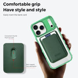 iPhone 17 Pro Max MagSafe Cover med kortholder - grøn / gennemsigtig