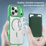 iPhone 17 Pro Max MagSafe Cover med kortholder - grøn / gennemsigtig
