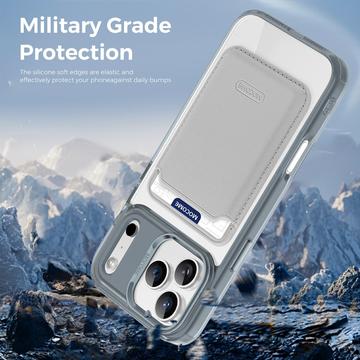 iPhone 17 Pro Max MagSafe Cover med kortholder - grå / gennemsigtig
