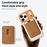 iPhone 17 Pro Max MagSafe Cover med kortholder - orange / gennemsigtig