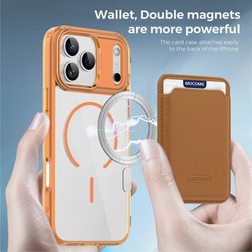 iPhone 17 Pro Max MagSafe Cover med kortholder - orange / gennemsigtig