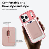 iPhone 17 Pro Max MagSafe Cover med kortholder - pink / gennemsigtig