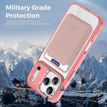 iPhone 17 Pro Max MagSafe Cover med kortholder - pink / gennemsigtig