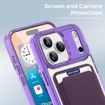 iPhone 17 Pro Max MagSafe Cover med kortholder - lilla / gennemsigtig