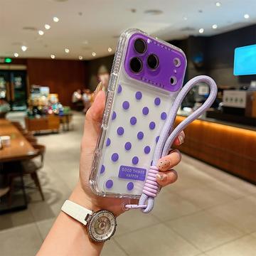 iPhone 17 Pro Max PC / TPU Cover med linsefilm og rem - Polka Dot - Lilla