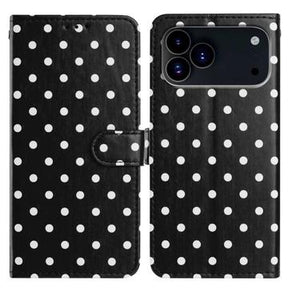 iPhone 17 Pro Max Pung Etui med Prikket Mønster - Sort