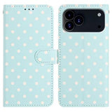 iPhone 17 Pro Max Pung Etui med Prikket Mønster - Blå