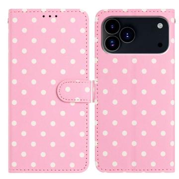 iPhone 17 Pro Max Pung Etui med Prikket Mønster - Pink