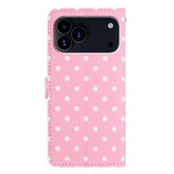 iPhone 17 Pro Max Pung Etui med Prikket Mønster - Pink