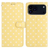 iPhone 17 Pro Max Pung Etui med Prikket Mønster - Gul