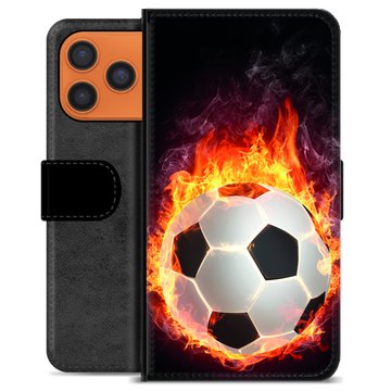 iPhone 17 Pro Max Premium Flip Cover med Pung - Fodbold Flamme