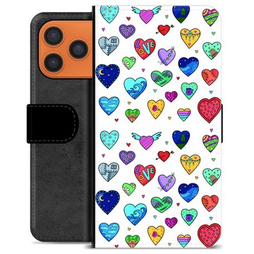 iPhone 17 Pro Max Premium Flip Cover med Pung - Hjerter