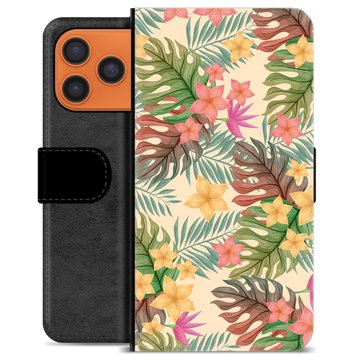 iPhone 17 Pro Max Premium Flip Cover med Pung - Lyserøde Blomster