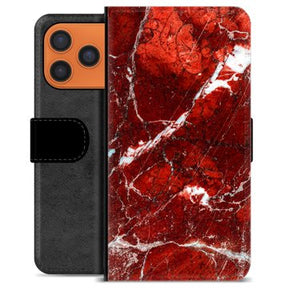 iPhone 17 Pro Max Premium Flip Cover med Pung - Rød Marmor