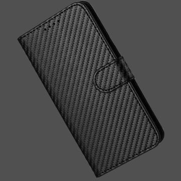 iPhone 17 Pro Max Premium Wallet-etui med rem - kulfiberstruktur - kulsort