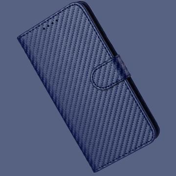 iPhone 17 Pro Max Premium Wallet-etui med rem - kulfiberstruktur - Kulstofblå