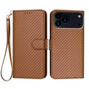 iPhone 17 Pro Max Premium Wallet-etui med rem - kulfiberstruktur - Kulstofkaffe