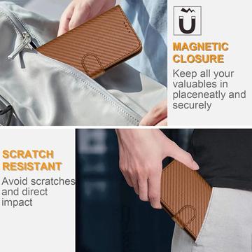 iPhone 17 Pro Max Premium Wallet-etui med rem - kulfiberstruktur - Kulstofkaffe