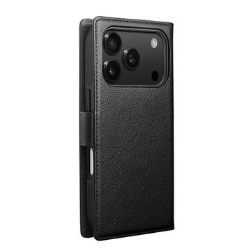iPhone 17 Pro Max Qialino 2-i-1 aftagelig pung læderetui - MagSafe-kompatibel - Sort
