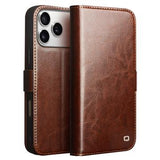 iPhone 17 Pro Max Qialino Classic Læderpung - Mørkebrun