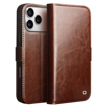 iPhone 17 Pro Max Qialino Classic Læderpung - Mørkebrun