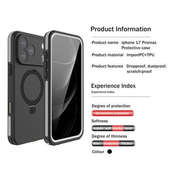 iPhone 17 Pro Max Redpepper IP68 MagSafe vandtæt cover med kickstand - Sort