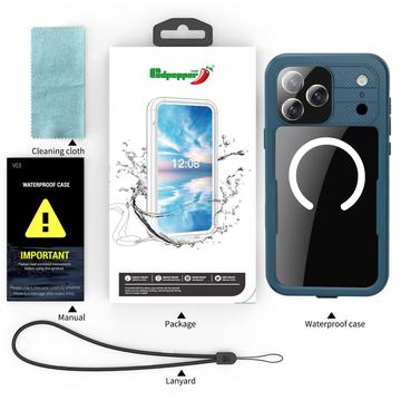 iPhone 17 Pro Max Redpepper IP68 Magnetisk vandtæt cover - Blå