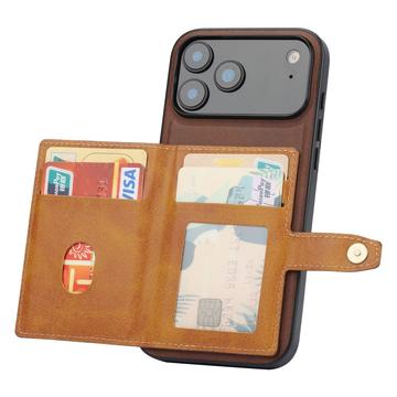 iPhone 17 Pro Max Retro Style Cover med Pung - Brun