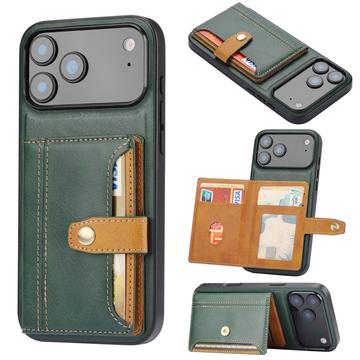 iPhone 17 Pro Max Retro Style Cover med Pung - Grøn