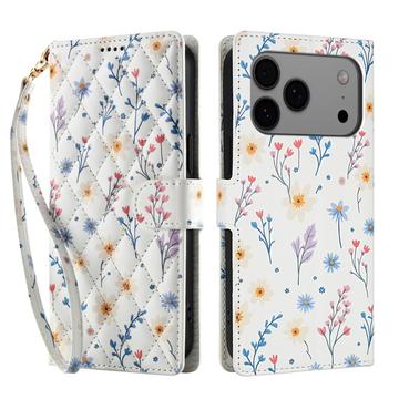 iPhone 17 Pro Max Rhombisk Blomsterpung - farverige blomster
