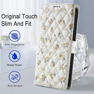 iPhone 17 Pro Max Rhombisk Blomsterpung - gule blomster