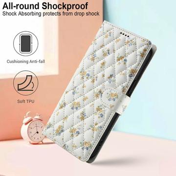iPhone 17 Pro Max Rhombisk Blomsterpung - gule blomster