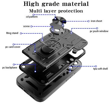 iPhone 17 Pro Max Roterende Ring Hybrid Cover med Kameraskjold - Sort