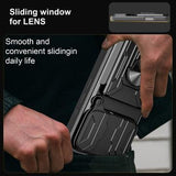 iPhone 17 Pro Max Roterende Ring Hybrid Cover med Kameraskjold - Sort