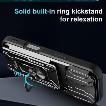 iPhone 17 Pro Max Roterende Ring Hybrid Cover med Kameraskjold - Blå