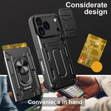 iPhone 17 Pro Max Roterende Ring Hybrid Cover med Kameraskjold - Blå