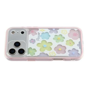 iPhone 17 Pro Max Stødsikkert Farverigt Blomster TPU-cover - lyserød