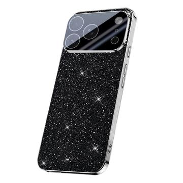 iPhone 17 Pro Max Mousserende Glitter Hybrid Cover - Sort
