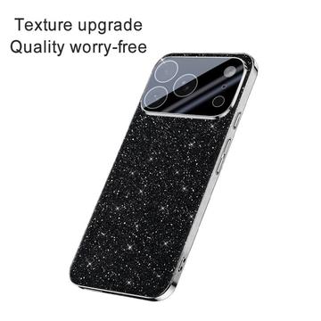iPhone 17 Pro Max Mousserende Glitter Hybrid Cover - Sort