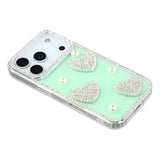 iPhone 17 Pro Max Funklende Kærlighed og Perle Hybrid Cover - Grøn