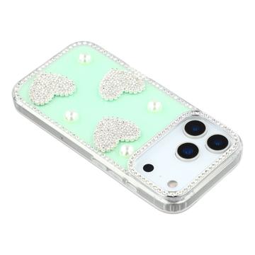 iPhone 17 Pro Max Funklende Kærlighed og Perle Hybrid Cover - Grøn