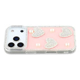 iPhone 17 Pro Max Funklende Kærlighed og Perle Hybrid Cover - Pink