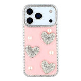 iPhone 17 Pro Max Funklende Kærlighed og Perle Hybrid Cover - Pink